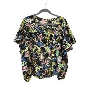sharanel shirt Neon Leaves Short Sleeve Women’s Size Oversized One Size